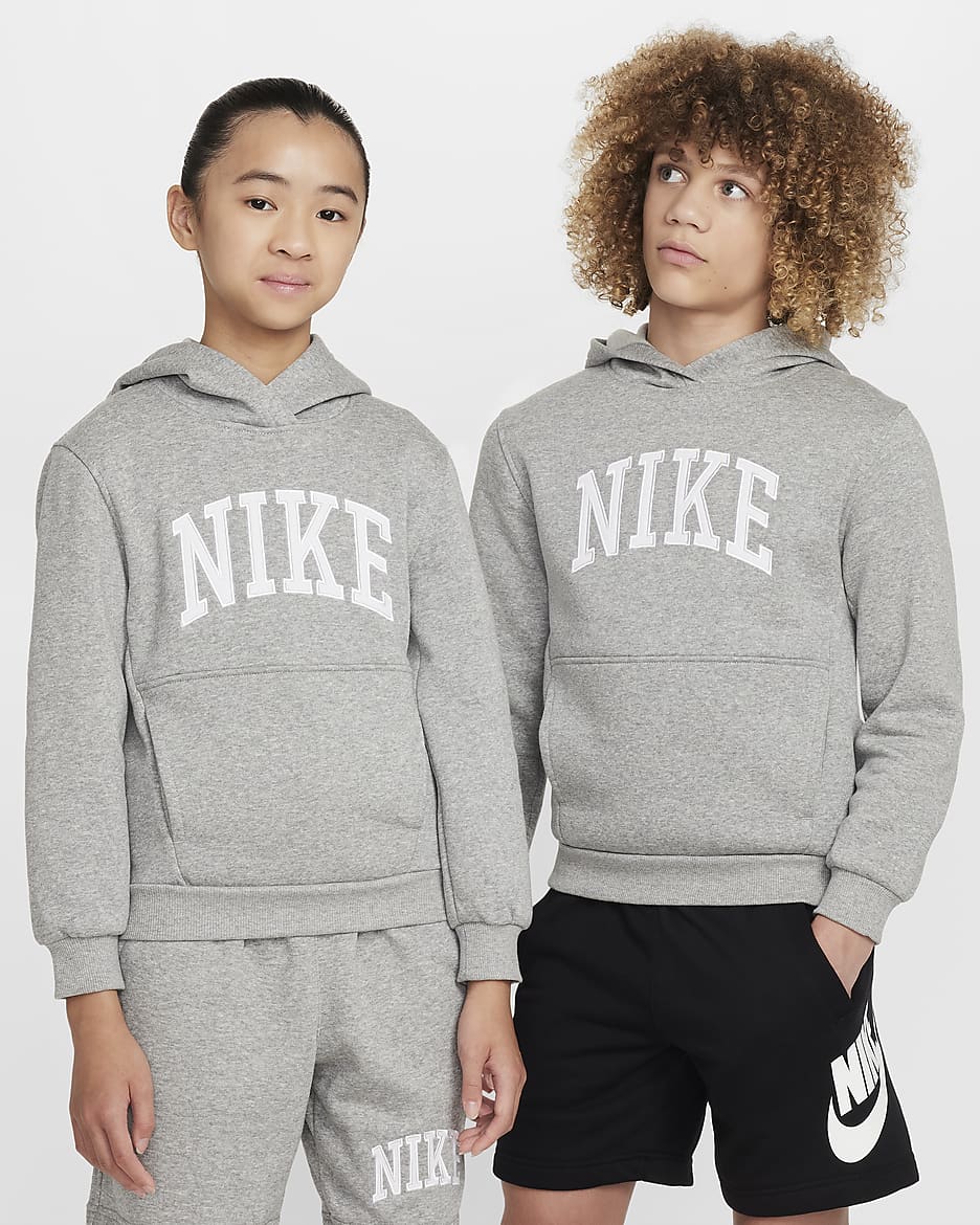 Grey nike hoodie big logo sale